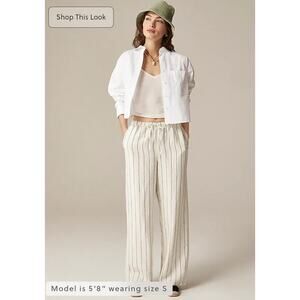 NWOT J. Crew New Soleil Pant In Striped Linen Resort Vacation Beachy Ivory XS